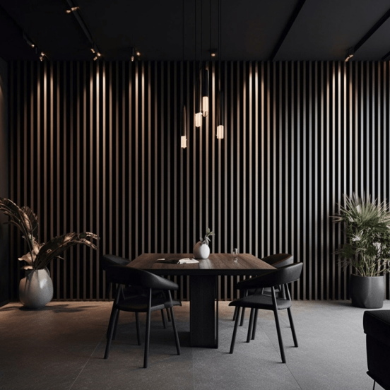 Acoustic Black Oak Slatwall Panels